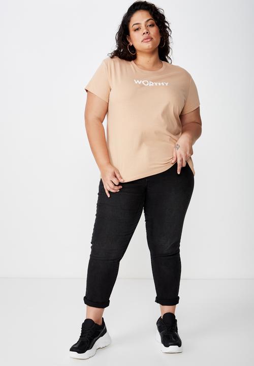 Cotton On - Curve graphic tee worthy - neutral