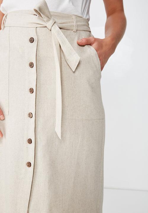 Cotton On - Woven willow midi skirt - latte marle patch pocket