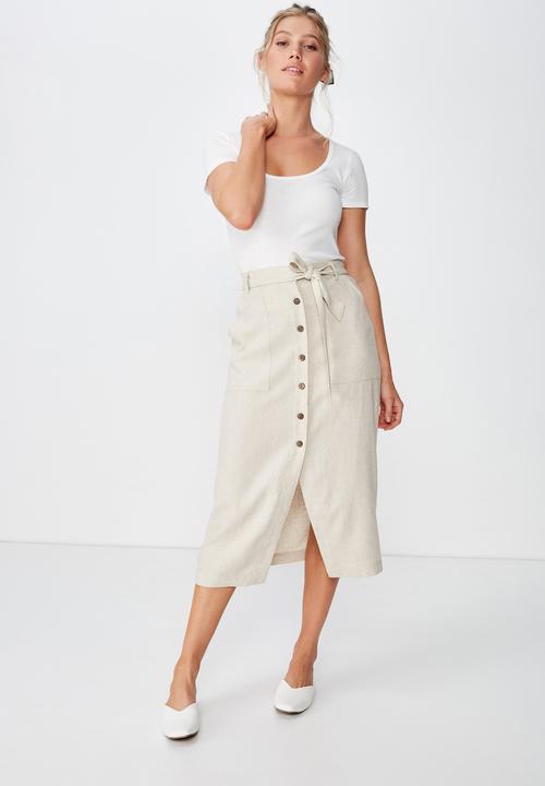 Cotton On - Woven willow midi skirt - latte marle patch pocket