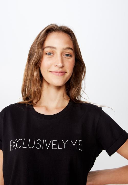 Cotton On - Classic slogan T-shirt exclusively me - black
