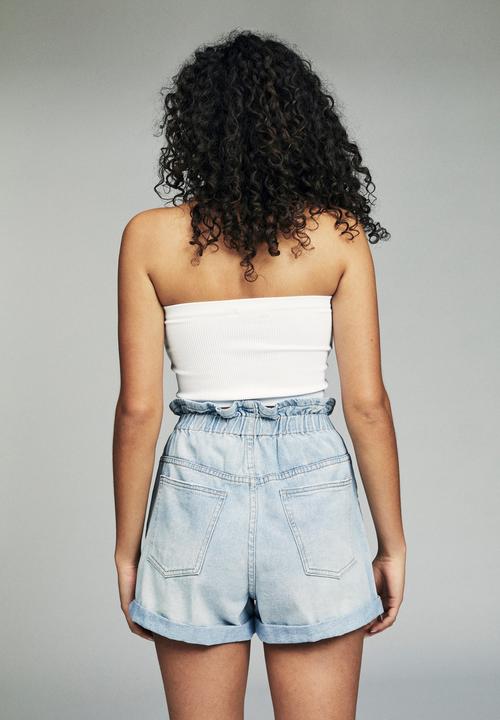 Cotton On - Denim paperbag short - brooklyn blue