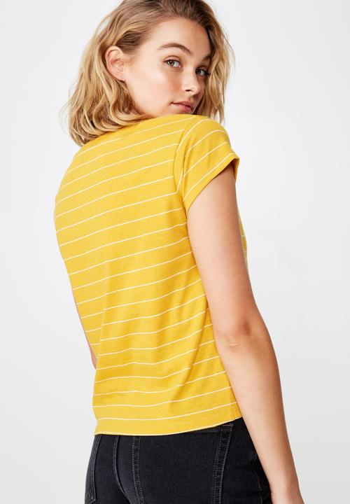 Cotton On - Essential short sleeve weekends NYC - yellow & white 