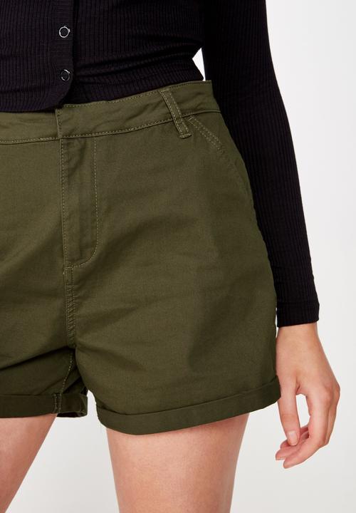 Cotton On - Cuffed chino short - olive night