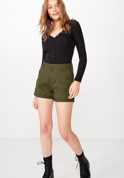 Cotton On - Cuffed chino short - olive night