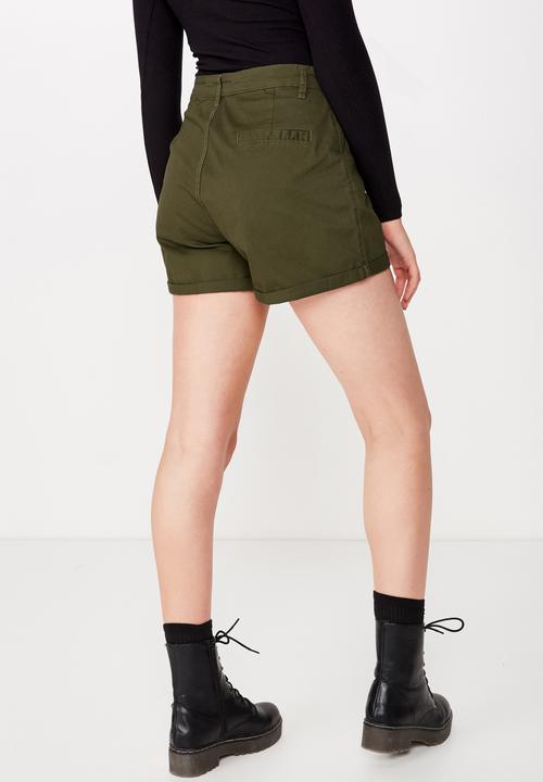 Cotton On - Cuffed chino short - olive night