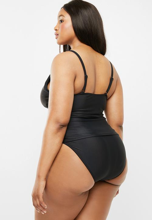 Quayside - Cross front tankini - black