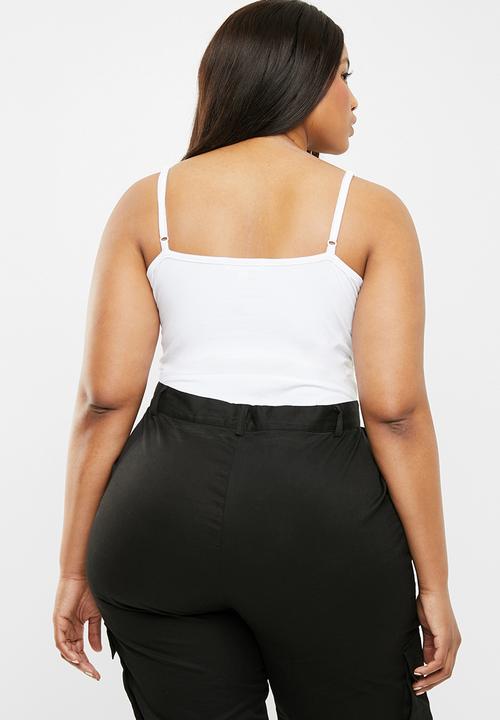 Missguided - Curve button detail strappy bodysuit - white