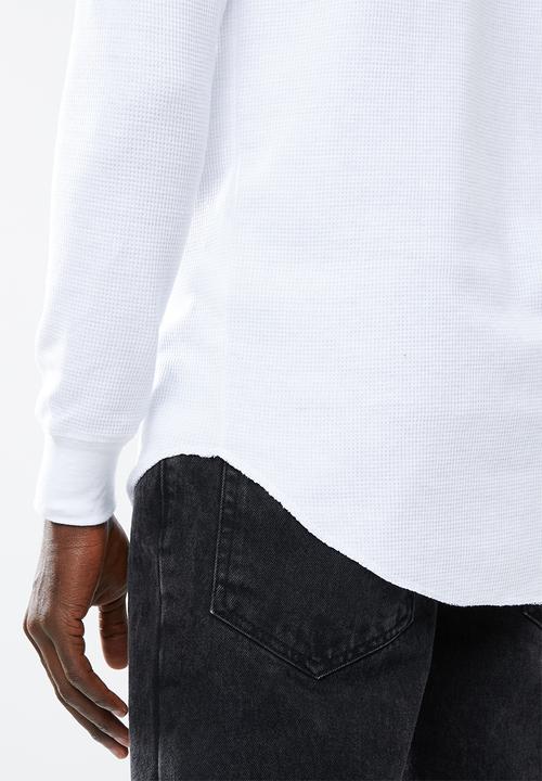 Cotton On - Hooded waffle tee - white