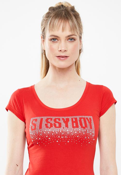 SISSY BOY - Bling basic tee - red