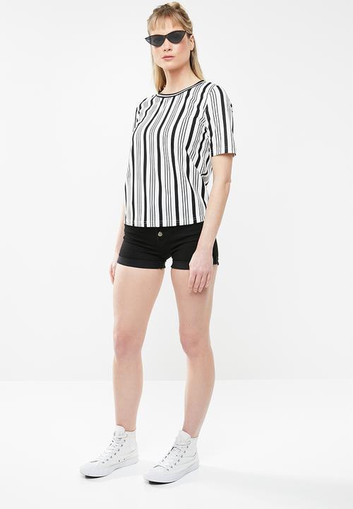 c(inch) - Contrast trim T-shirt - white & black 