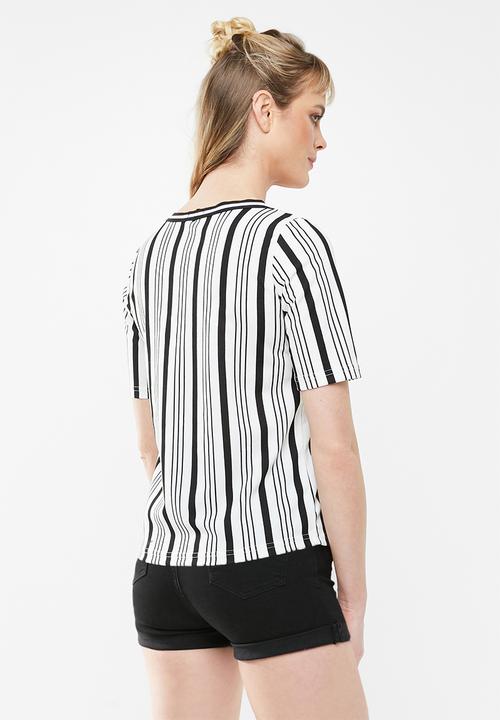 c(inch) - Contrast trim T-shirt - white & black 