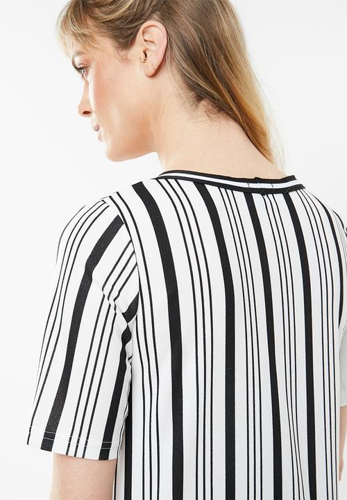 c(inch) - Contrast trim T-shirt - white & black 