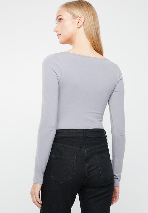 Supré  - Longsleeve longline deep v-neck - purple