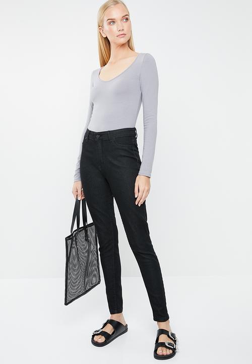 Supré  - Longsleeve longline deep v-neck - purple
