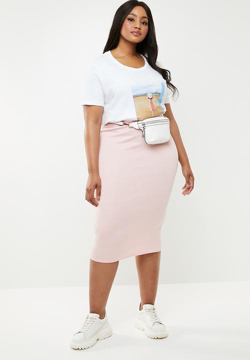 Missguided - Scuba midi skirt - pink