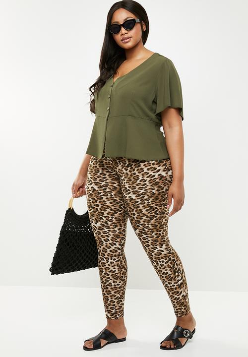 Brave Soul - Curve peplem hem top - khaki