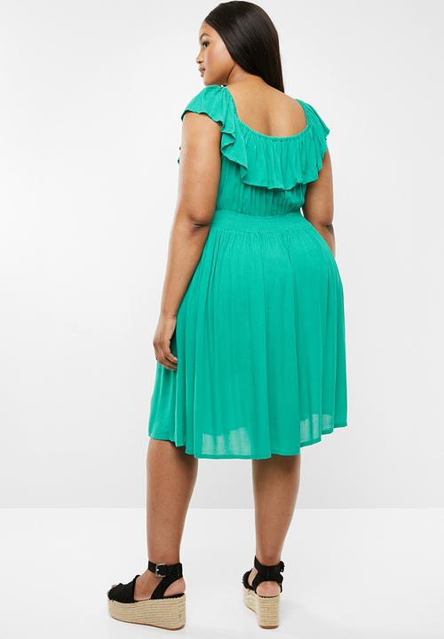 Brave Soul - Curve off the shoulder dress - green