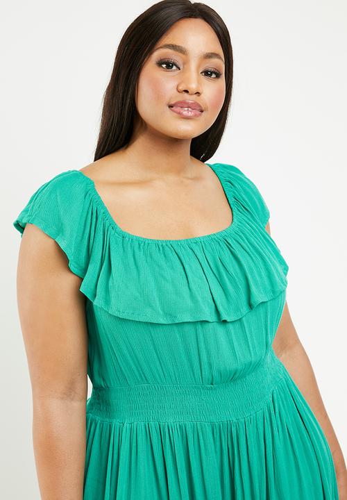 Brave Soul - Curve off the shoulder dress - green
