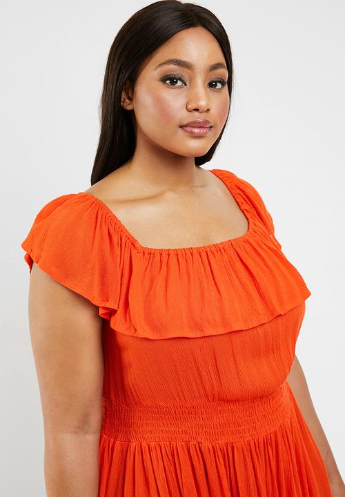 Brave Soul - Curve off the shoulder dress - orange 