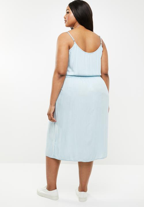 Brave Soul - Curve button through dress - blue