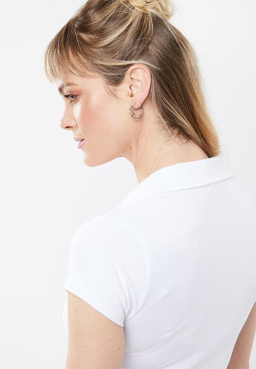 SISSY BOY - One up golf tee with front placket - white