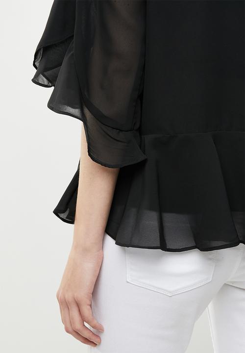 Vero Moda - Malva minni peplum top - black