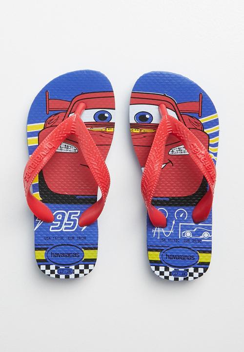 red and blue havaianas