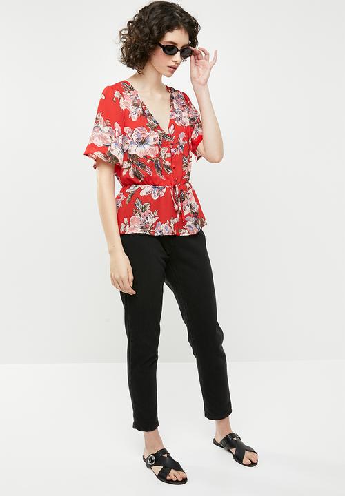 Brave Soul - V-neck frill blouse - multi