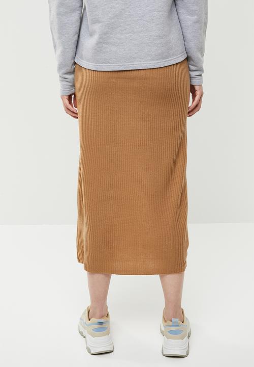 Brave Soul - Ribbed maxi skirt - brown