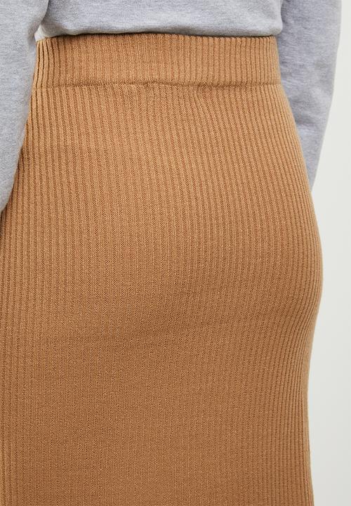 Brave Soul - Ribbed maxi skirt - brown