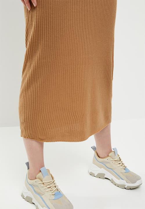 Brave Soul - Ribbed maxi skirt - brown