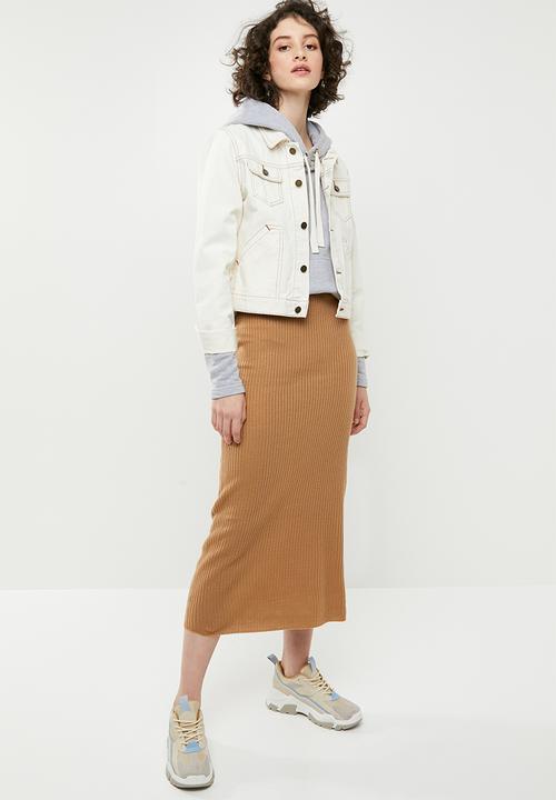 Brave Soul - Ribbed maxi skirt - brown