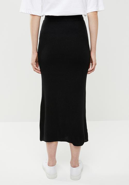 Brave Soul - Ribbed maxi skirt - black