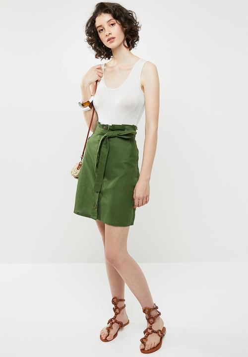 Brave Soul - Paperbag skirt - khaki
