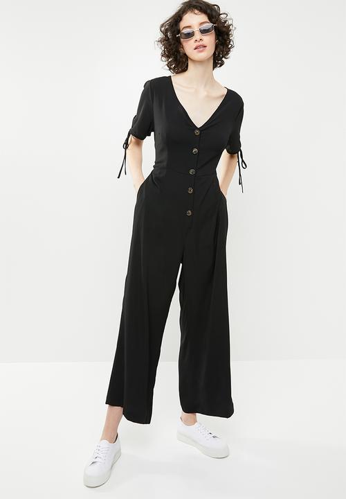 Brave Soul - Button through jumpsuit - black