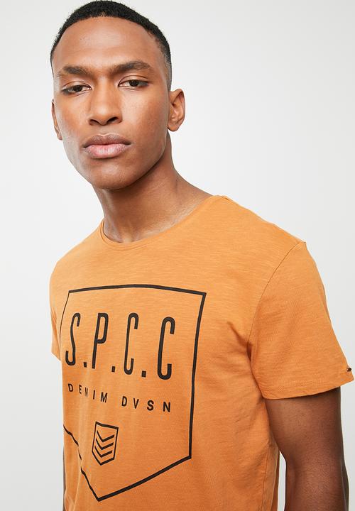 S.P.C.C - Scoop hem logo tee - orange 