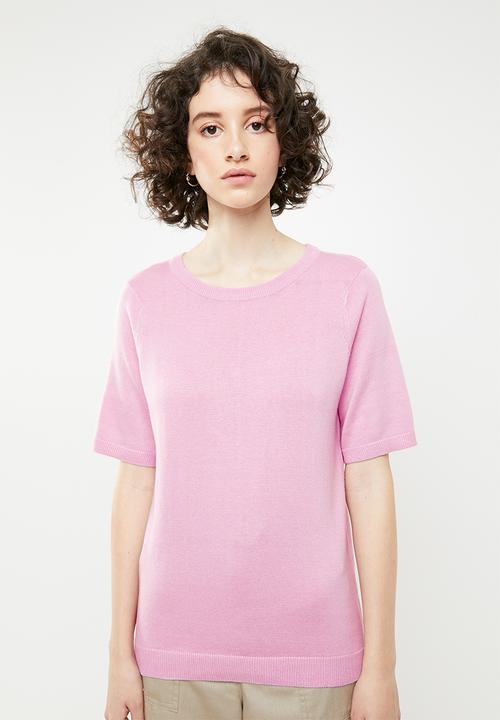 Brave Soul - Short sleeve knitted top - pink