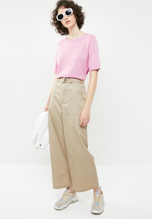 Brave Soul - Short sleeve knitted top - pink