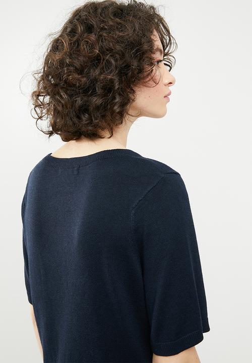 Brave Soul - Short sleeve knitted top - navy