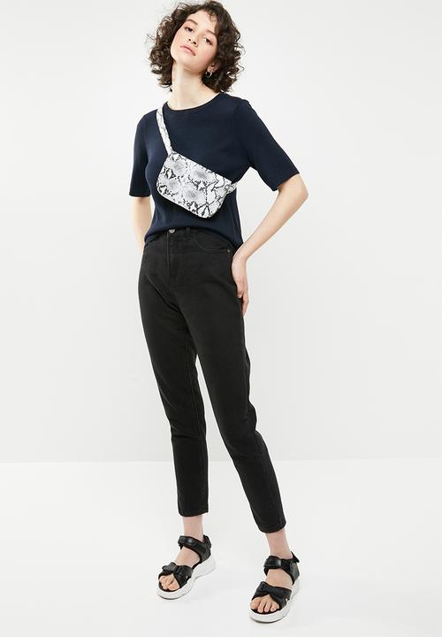 Brave Soul - Short sleeve knitted top - navy