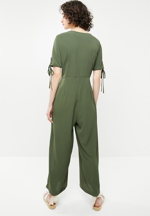 Brave Soul - Button through jumpsuit - khaki