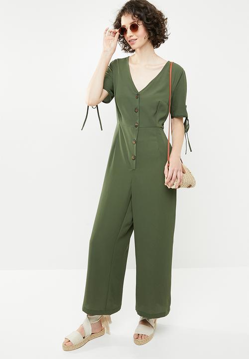 Brave Soul - Button through jumpsuit - khaki