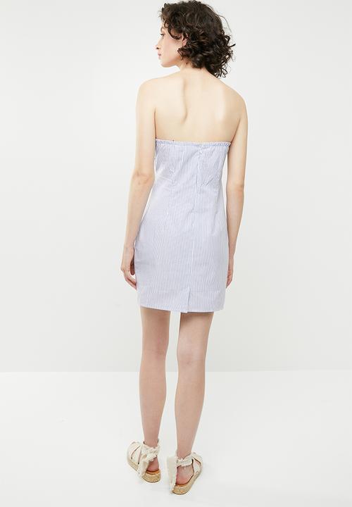 Forever21 - Bandeau bow bodycon dress - blue & white