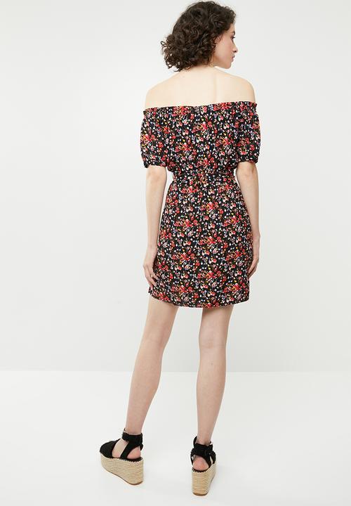 Forever21 - Off shoulder floral dress with tie - multi