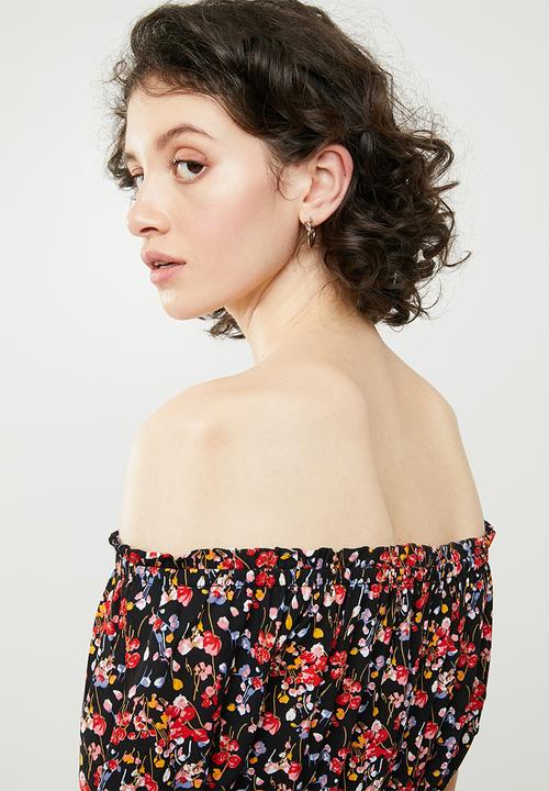 Forever21 - Off shoulder floral dress with tie - multi