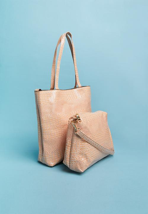 Superbalist - Faux croc leather shopper bag - neutral 