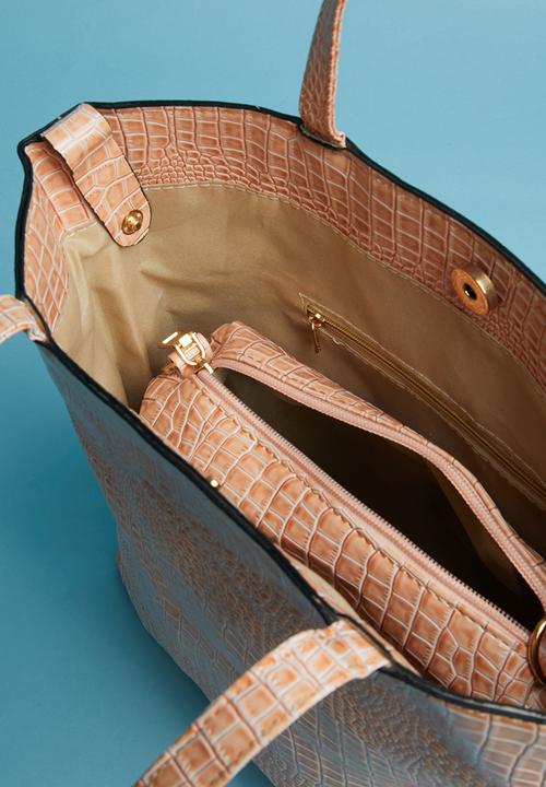 Superbalist - Faux croc leather shopper bag - neutral 