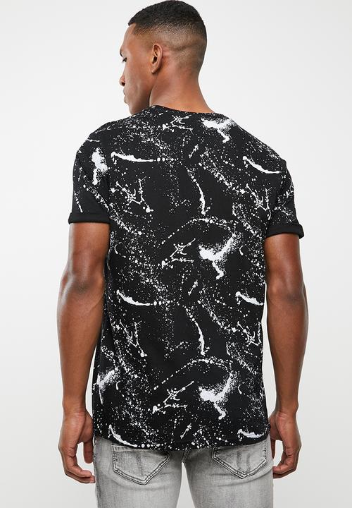 Brave Soul - Slang short sleeve tee - black & white 