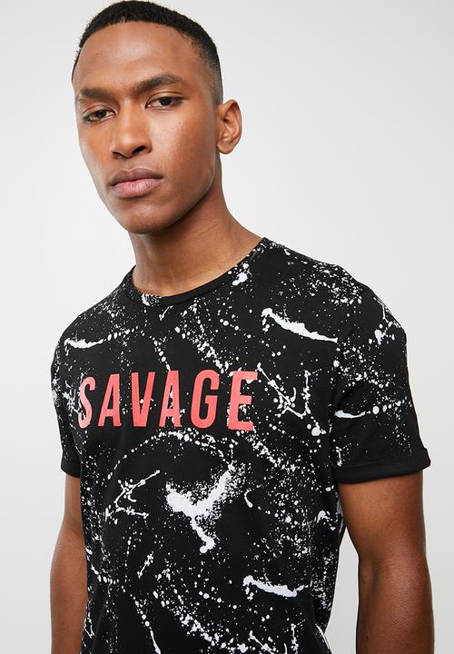 Brave Soul - Slang short sleeve tee - black & white 