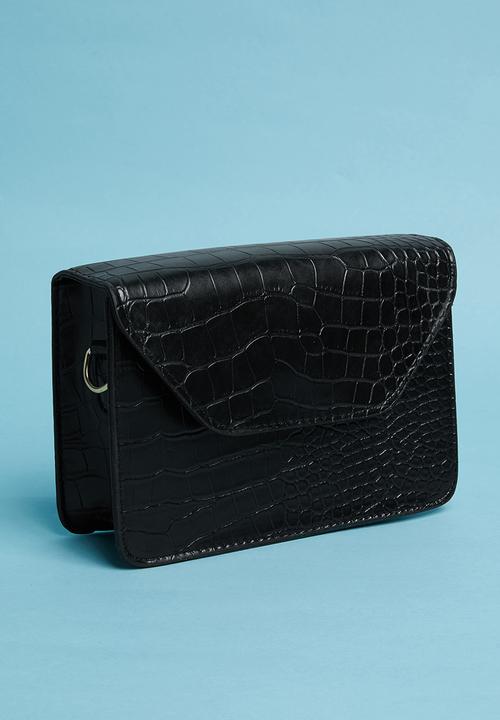 Superbalist - Faux croc cross body bag - black